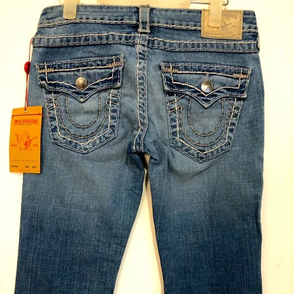 NWT True Religion Women Flare Denim Pants Made in USA - Picture 5 of 6